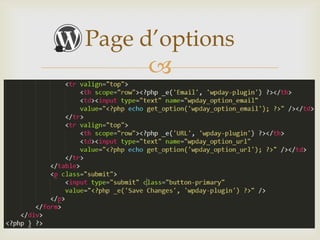 Page d’options
     
 