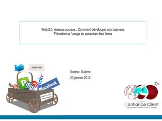 Web 2.0, réseaux sociaux…Comment développer son business
         P’tit mémo à l’usage du consultant free lance




                   Sophie Duême
                   23 janvier 2012
 