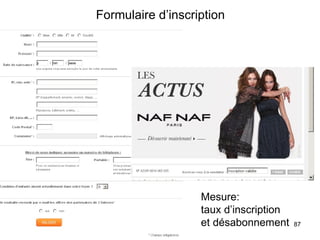 Formulaire d’inscription Mesure: taux d’inscription et désabonnement 