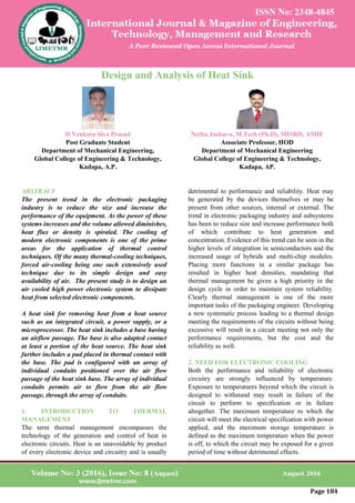 Design and Analysis of Heat Sink | PDF
