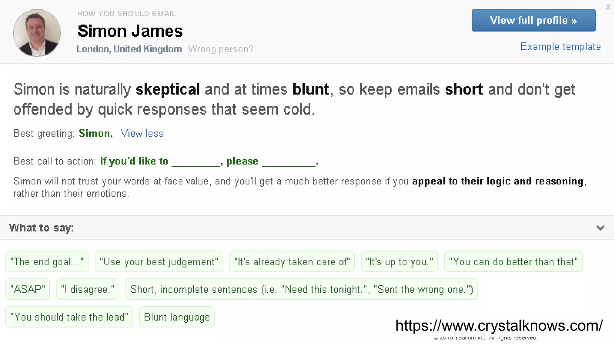 © 2015 Tealium Inc. All rights reserved.
https://www.crystalknows.com/
 