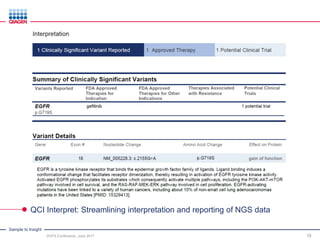Sample to Insight
DVFA Conference, June 2017 18
QCI Interpret: Streamlining interpretation and reporting of NGS data
 