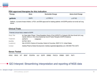 Sample to Insight
DVFA Conference, June 2017 19
QCI Interpret: Streamlining interpretation and reporting of NGS data
 