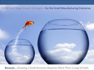 Because… Growing a Small Business Requires More Than a Leap of Faith.
DVIRC Next Stage Growth Strategies- For the Small Manufacturing Enterprise
 