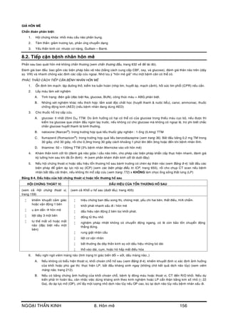 NGOAÏI THAÀN KINH 8. Hoân meâ 156
GIAÛ HOÂN MEÂ
Chaån ñoaùn phaân bieät:
1. Hoäi chöùng khoùa: nhoài maùu caàu naõo phaàn buïng.
2. Taâm thaàn: giaûm tröông löïc, phaûn öùng chuyeån daïng
3. Yeáu thaàn kinh cô: nhöôïc cô naëng, Guillain – Barreù.
8.2. Tieáp caän beänh nhaân hoân meâ
Phaàn sau bao quaùt hoân meâ khoâng chaán thöông (xem chaán thöông ñaàu, trang 632 veà ñeà taøi ñoù).
Ñaùnh giaù ban ñaàu: bao goàm caùc bieän phaùp baûo veä naõo (baèng caùch cung caáp CBF, oxy, vaø glucose), ñaùnh giaù thaân naõo treân (daây
soï VIII) vaø nhanh choùng xaùc ñònh caùc caáp cöùu ngoaïi. Nhôù löu yù “hoân meâ giaû” nhö moät beänh caên coù theå coù.
PHAÙC THAÛO CAÙCH TIEÁP CAÄN BEÄNH NHAÂN HOÂN MEÂ
1. OÅn ñònh tim maïch: laäp ñöôøng thôû, kieåm tra tuaàn hoaøn (nhòp tim, huyeát aùp, maïch caûnh), hoài söùc tim phoåi (CPR) neáu caàn.
2. Laáy maùu laøm xeùt nghieäm
A. Tình traïng: ñieän giaûi (ñaëc bieät Na, glucose, BUN), coâng thöùc maùu + ABG phaân bieät.
B. Nhöõng xeùt nghieäm khaùc neáu thích hôïp: taàm soaùt ñoäc chaát hoïc (huyeát thanh & nöôùc tieåu), canxi, ammoniac, thuoác
choáng ñoäng kinh (AED) (neáu beänh nhaân ñang duøng AED)
3. Cho thuoác hoã trôï caáp cöùu.
A. glucose: ít nhaát 25ml D50 TTM. Do aûnh höôûng coù haïi coù theå coù cuûa glucose trong thieáu maùu cuïc boä, neáu ñöôïc thì
kieåm tra glucose que chaâm ñaàu ngoùn tay tröôùc, neáu khoâng cöù cho glucose maø khoâng coù ngoaïi leä, tröø phi bieát chaéc
chaén glucose huyeát thanh laø bình thöôøng.
B. naloxone (Narcan®
): trong tröôøng hôïp quaù lieàu thuoác gaây nghieän : 1 oáng (0,4mg) TTM
C. flumazenil (Romazicon®
): trong tröôøng hôïp quaù lieàu benzodiazepine (xem trang 36). Baét ñaàu baèng 0,2 mg TM trong
30 giaây, chôø 30 giaây, roài cho 0,3mg trong 30 giaây caùch khoaûng 1 phuùt leân ñeán 3mg hoaëc ñeán khi beänh nhaân tænh.
D. thiamine: 50 – 100mg TTM (3% beänh nhaân Wernicke vaøo vôùi hoân meâ)
4. Khaùm thaàn kinh coát loõi (ñaùnh giaù naõo giöõa / caàu naõo treân, cho pheùp caùc bieän phaùp khaån caáp thöïc hieän nhanh, ñaùnh giaù
kyõ löôõng hôn sau khi ñaõ oån ñònh):  (xem phaàn khaùm thaàn kinh coát loõi döôùi ñaây)
5. Neáu hoäi chöùng thoaùt vò hoaëc daáu hieäu toån thöông hoá sau baønh tröôùng coù cheøn eùp thaân naõo (xem Baûng 8-4): baét ñaàu caùc
bieän phaùp ñeå giaûm aùp löïc noäi soï (ICP) (xem caùc bieän phaùp ñieàu trò ICP, trang 655), roài cho chuïp CT scan neáu beänh
nhaân baét ñaàu caûi thieän, neáu khoâng thì moå caáp cöùu (xem trang 772) x KHOÂNG laøm choïc oáng soáng thaét löng (LP)
Baûng 8-4. Daáu hieäu cuûa hoäi chöùng thoaùt vò hoaëc toån thöông hoá sau
HOÄI CHÖÙNG THOAÙT VÒ DAÁU HIEÄU CUÛA TOÅN THÖÔNG HOÁ SAU
(xem caû Hoäi chöùng thoaùt vò,
trang 159)
(xem caû Khoái u hoá sau (döôùi leàu), trang 405)
 khieám khuyeát caûm giaùc
hoaëc vaän ñoäng 1 beân
 u aùm daàn  hoân meâ
 lieät daây 3 moät beân
 tö theá maát voû hoaëc maát
naõo (ñaëc bieät neáu moät
beân)
 trieäu chöùng ban ñaàu song thò, choùng maët, yeáu chi hai beân, thaát ñieàu, H/A chaåm.
 khôûi phaùt nhanh xaáu ñi / hoân meâ
 daáu hieäu vaän ñoäng 2 beân luùc khôûi phaùt.
 ñoàng töû thu nhoû
 nghieäm phaùp nhieät khoâng coù chuyeån ñoäng ngang, coù leõ coøn baûo toàn chuyeån ñoäng
thaúng ñöùng.
 rung giaät nhaõn caàu
 lieät cô vaän nhaõn
 baát thöôøng ña daây thaàn kinh soï vôùi daáu hieäu nhöõng boù daøi
 thôû vaøo daøi, cuïm, hoaëc hoâ haáp maát ñieàu hoøa
6. Neáu nghi ngôø vieâm maøng naõo (tình traïng tri giaùc bieán ñoåi + soát, daáu maøng naõo…)
A. Neáu khoâng coù bieåu hieän thoaùt vò, khoái choaùn choã hoá sau (xem Baûng 8-4), khieám khuyeát ñònh vò xaùc ñònh aûnh höôûng
cuûa khoái hoaëc phuø gai thò: thöïc hieän LP, baét ñaàu khaùng sinh ngay (khoâng chôø keát quaû dòch naõo tuûy) (xem vieâm
maøng naõo, trang 212).
B. Neáu coù baèng chöùng aûnh höôûng cuûa khoái choaùn choã, beänh lyù ñoâng maùu hoaëc thoaùt vò, CT ñeán R/O khoái. Neáu döï
kieán phaûi trì hoaõn laâu, caân nhaéc vieäc duøng khaùng sinh theo kinh nghieäm hoaëc LP caån thaän baèng kim soá nhoû (≤ 22
Ga), ño aùp löïc môû (OP), chæ laáy moät löôïng nhoû dòch naõo tuûy neáu OP cao, buø laïi dòch naõo tuûy neáu beänh nhaân xaáu ñi.
 