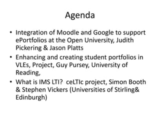 Moodle Wookie prototype. On the left side of the image a list of