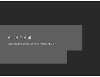 Asset Detail
Tony Vaughn, Executive Vice President, E&P
 