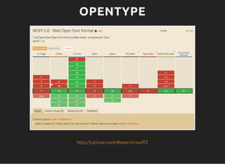 OPENTYPE
http://caniuse.com/#search=woff2
 