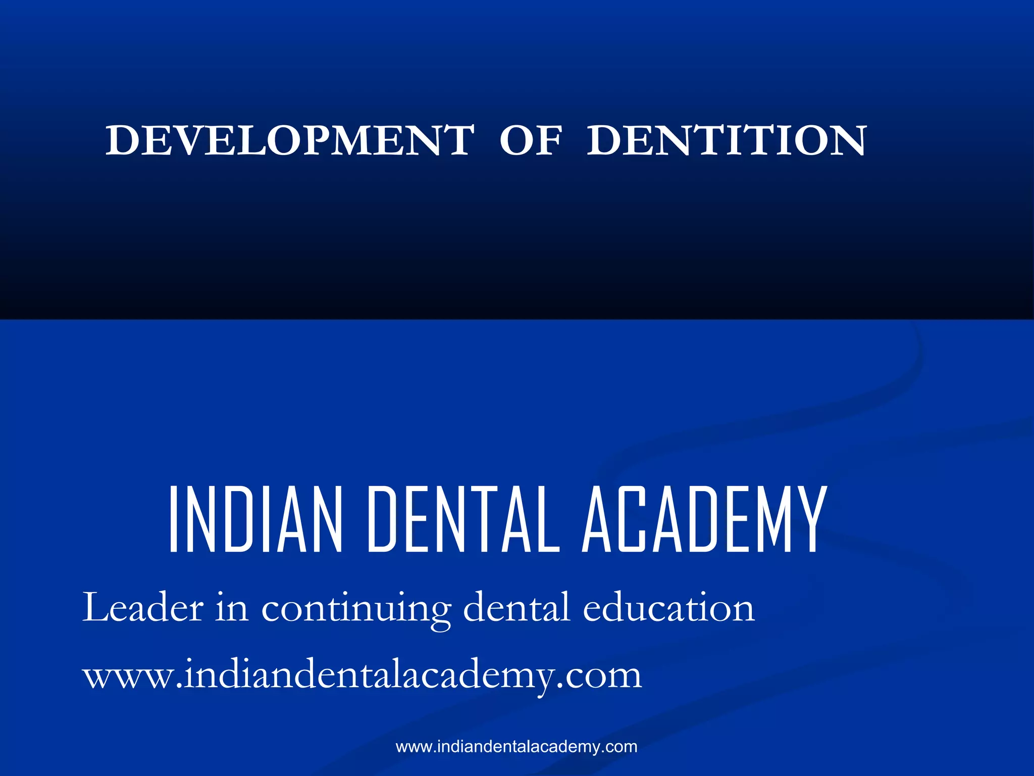 Development of dentition. /certified fixed orthodontic courses by Indian dental academy PPT