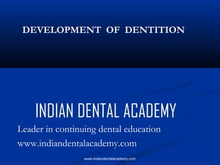 DEVELOPMENT OF DENTITION

INDIAN DENTAL ACADEMY
Leader in continuing dental education
www.indiandentalacademy.com
www.indiandentalacademy.com

 