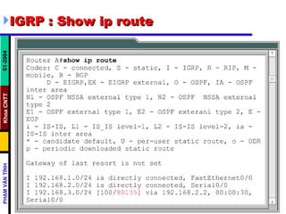 IGRP : Show ip route 