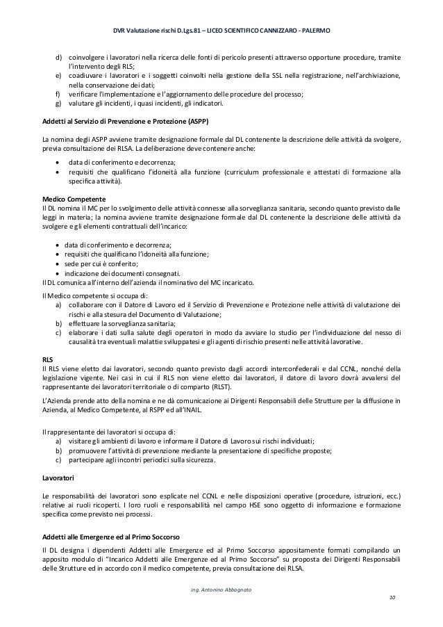 Documento Valutazione Dei Rischi