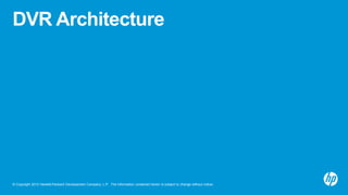 DVR Architecture 
© Copyright 2012 Hewlett-Packard Development Company, L.P. The information contained herein is subject to change without notice. 
 