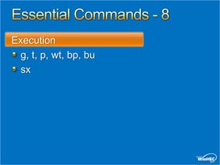 Execution
 g, t, p, wt, bp, bu
 sx
 