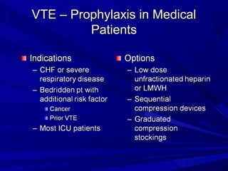 VTE – Prophylaxis in MedicalVTE – Prophylaxis in Medical
PatientsPatients
 