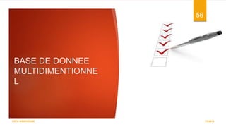 BASE DE DONNEE
MULTIDIMENTIONNE
L
7/5/2016
56
DATA WAREHOUSE
 