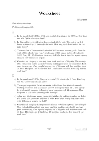 Rule of three word problems - Worksheet three