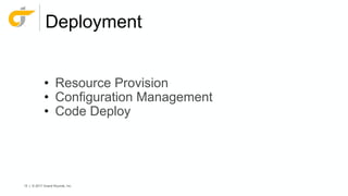 15 | © 2017 Grand Rounds, Inc.
Deployment
• Resource Provision
• Configuration Management
• Code Deploy
 