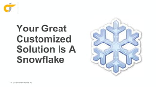 61 | © 2017 Grand Rounds, Inc.
Your Great
Customized
Solution Is A
Snowflake
 