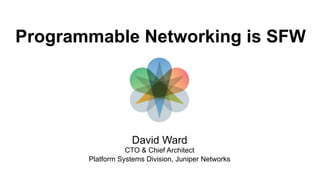 Programmable Networking is SFW




                    David Ward
                  CTO & Chief Architect
       Platform Systems Division, Juniper Networks
 