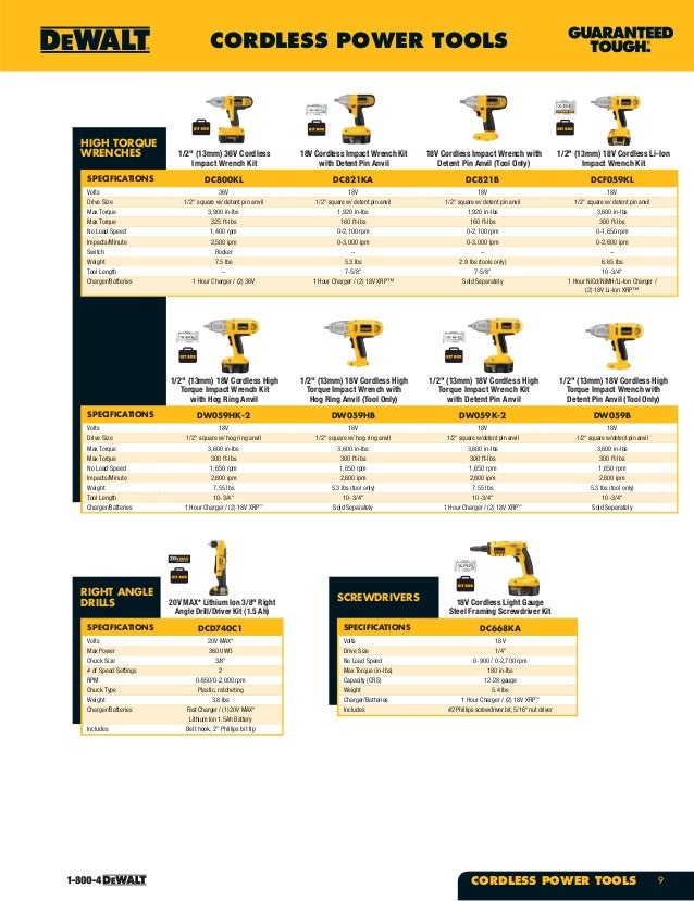 DeWalt Cordless PowerTools Catalogue