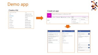 Demo app
Create a list Create an app
 
