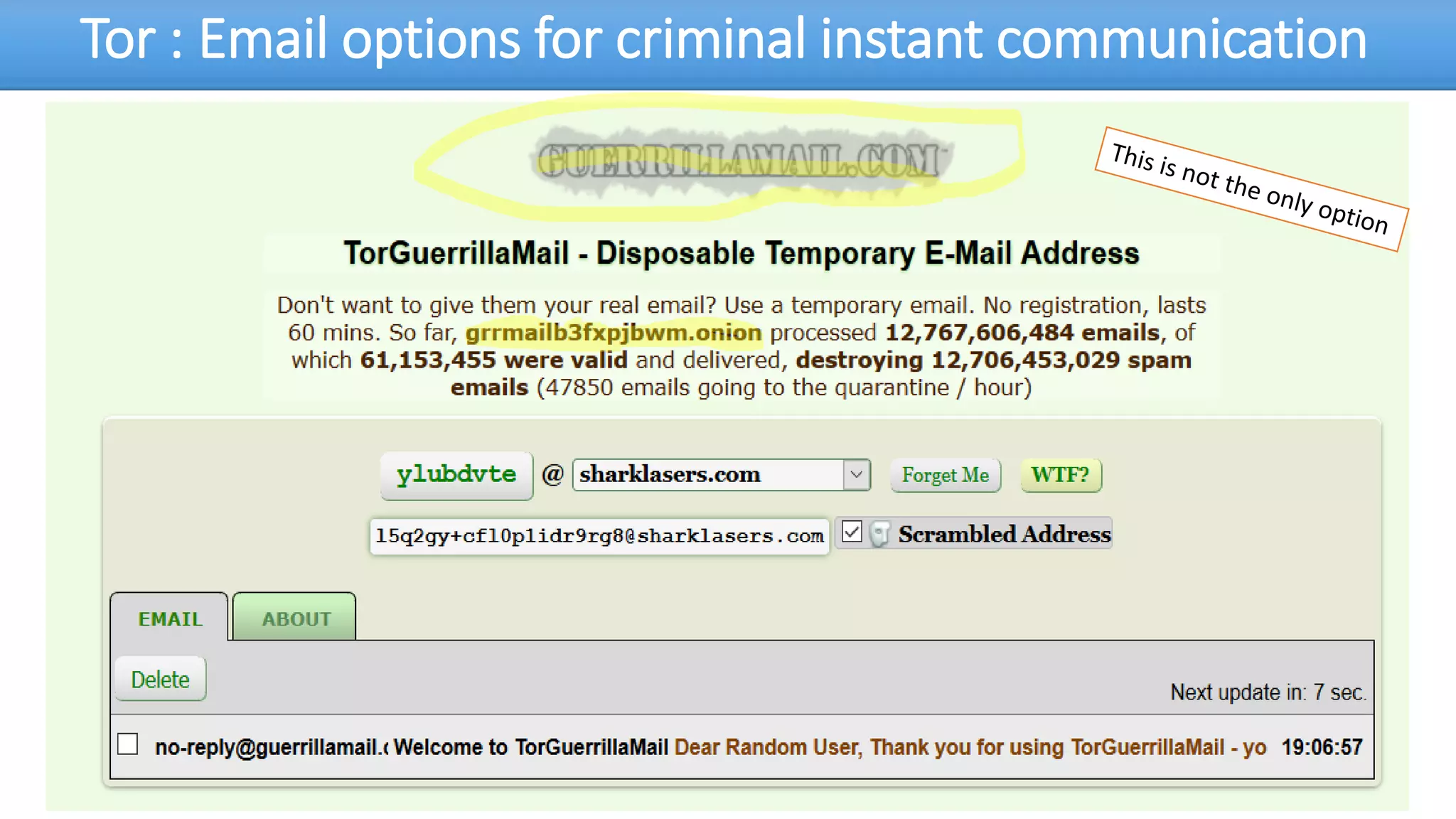 Tor : Email options for criminal instant communication
 