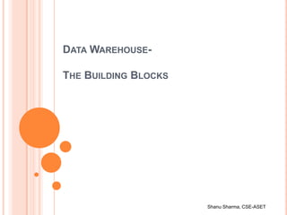 Shanu Sharma, CSE-ASET
DATA WAREHOUSE-
THE BUILDING BLOCKS
 