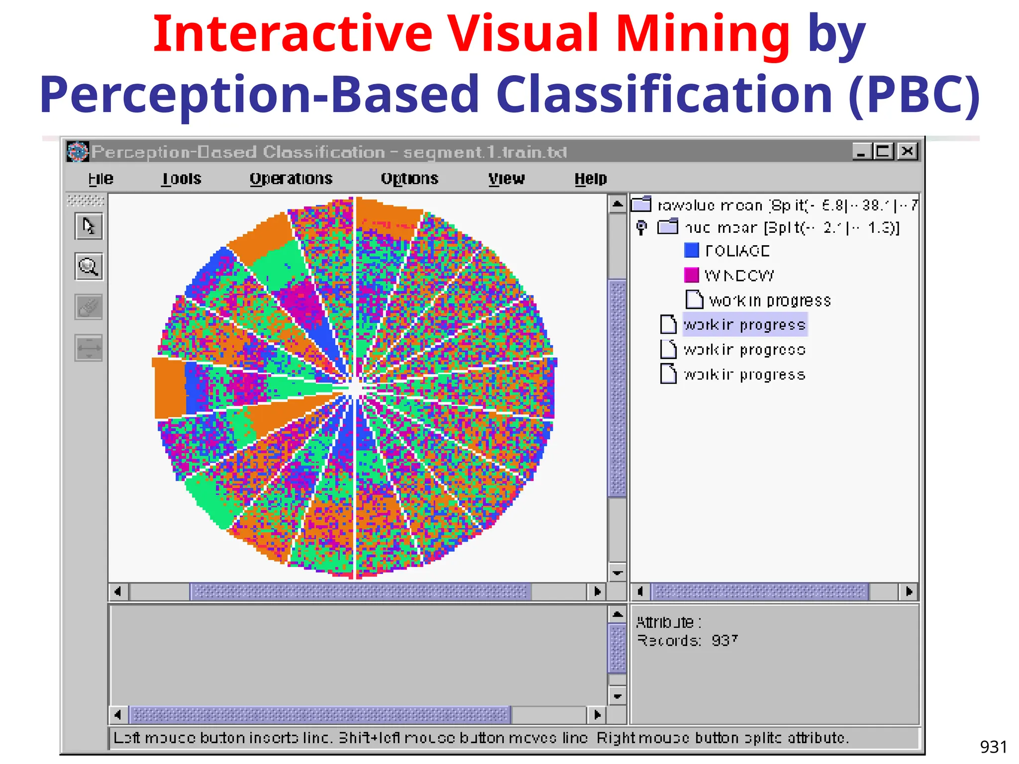 931
Interactive Visual Mining by
Perception-Based Classification (PBC)
 