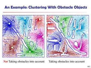 807
An Example: Clustering With Obstacle Objects
Taking obstacles into account
Not Taking obstacles into account
 