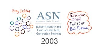 Building Identity and
Trust into the Next
Generation Internet
2003
 