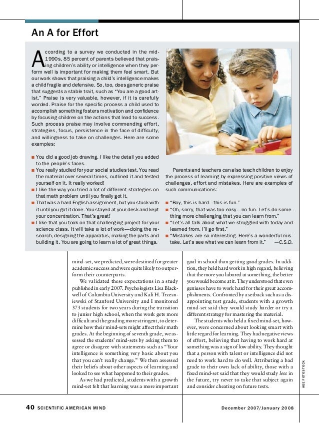 Analysis Of The Article 'The Secret To Raising Smart Kids Analysis Of The Article 'The Secret To Raising Smart Kids