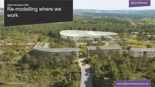 Digital Workplace 2030
@paulmillersays
www.digitalworkplacegroup.com
Re-modelling where we
work
Source: https://thecamp.fr/place
 