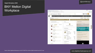 Digital Workplace 2030
@paulmillersays
www.digitalworkplacegroup.com
BNY Mellon Digital
Workplace
Source: https://digitalworkplacegroup.com/2017/09/27/bny-mellons-digital-workplace-year-2017-won
 