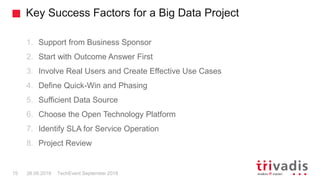 Key Success Factors for a Big Data Project
1. Support from Business Sponsor
2. Start with Outcome Answer First
3. Involve ...