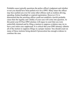 DWI Attorney El Paso: Explains A Motion To Suppress Evidence | PDF