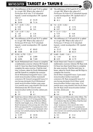 [Dwibahasa] modul latihan asas matematik tahun 6 | PDF