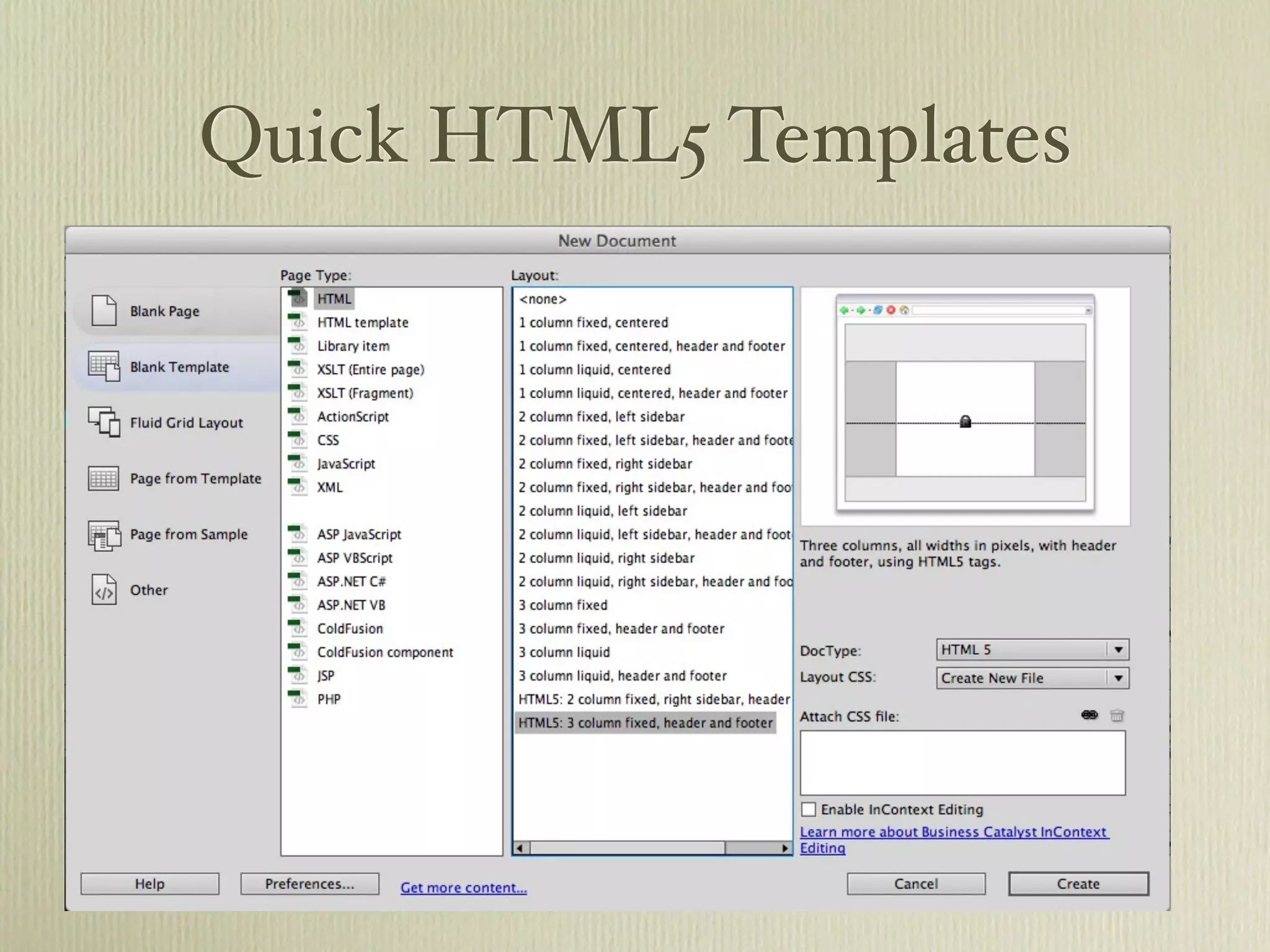 Quick HTML5 Templates
 