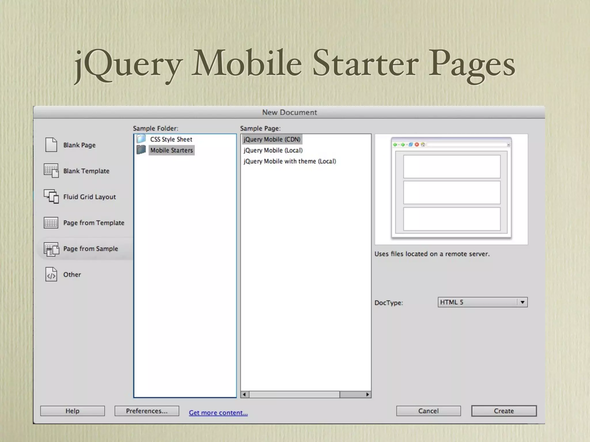jQuery Mobile Starter Pages
 