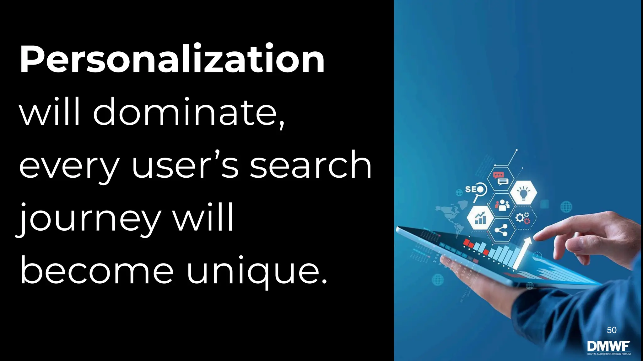 Personalization
will dominate,
every user’s search
journey will
become unique.
50
 