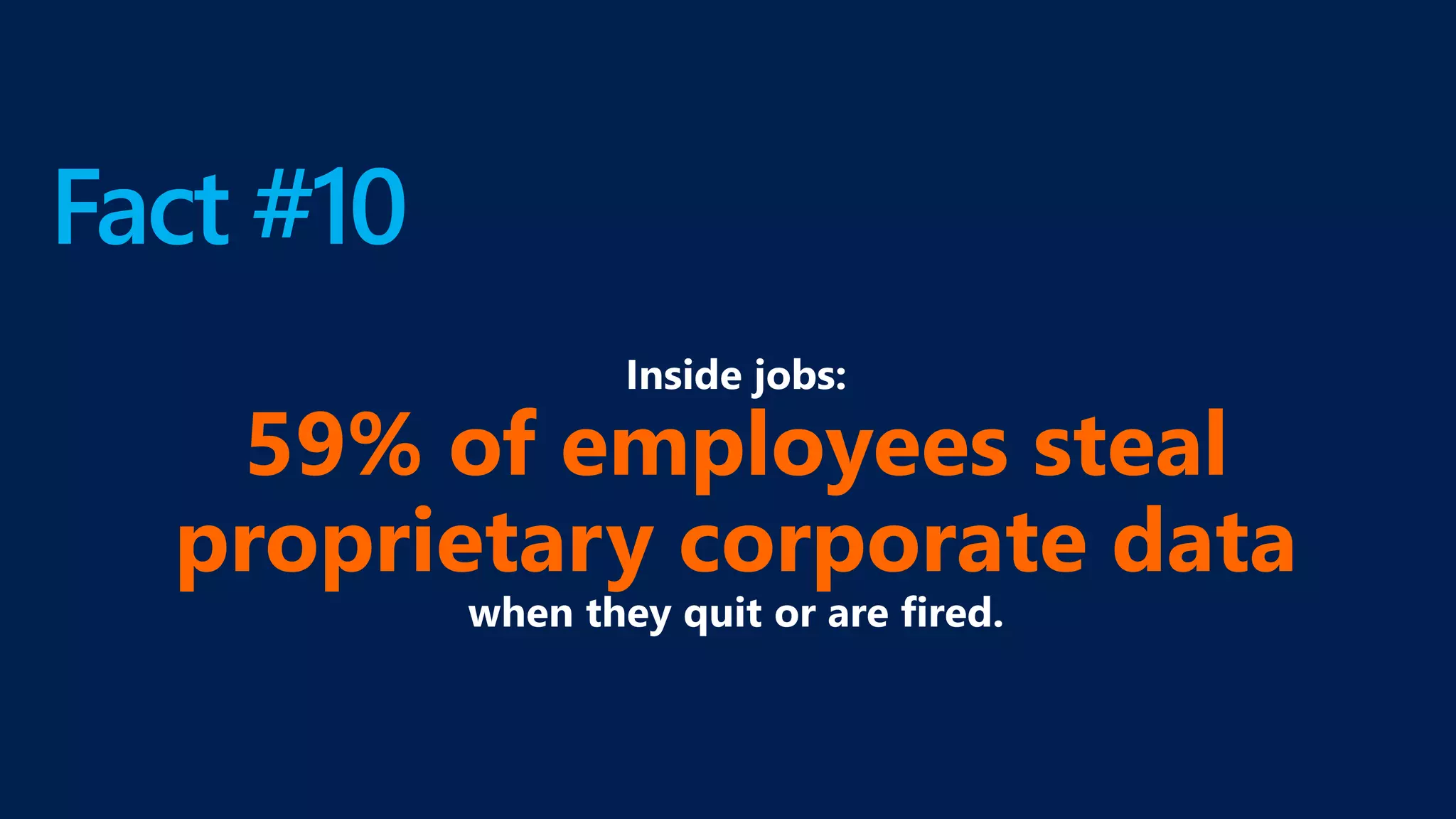 Fact #10
59% of employees steal
proprietary corporate data
 
