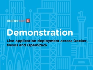 Demonstration
Live application deployment across Docker,
Mesos and OpenStack
 