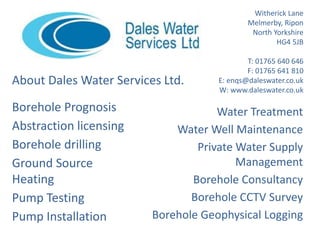 The Problems and Solutions to Borehole Construction by Dales Water ...