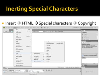  Insert  HTML Special characters  Copyright
 
