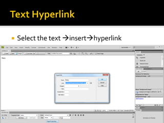  Select the text inserthyperlink
 