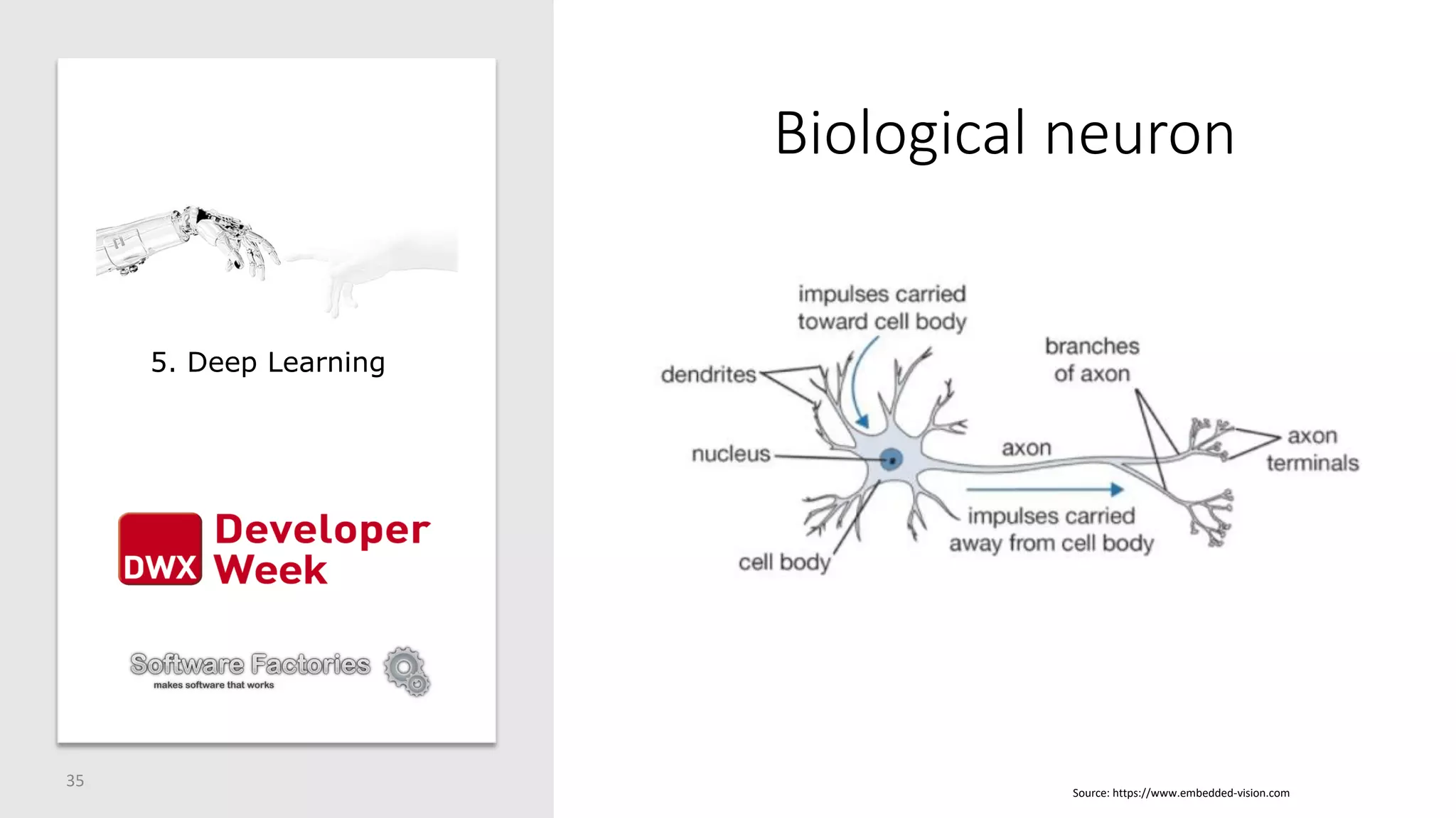 Biological neuron
35
Source: https://www.embedded-vision.com
5. Deep Learning
 