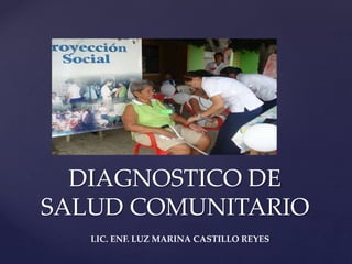 DIAGNOSTICO DE
SALUD COMUNITARIO
LIC. ENF. LUZ MARINA CASTILLO REYES
 