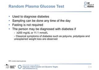 Diagnosis and initial evaluation of diabetes | PDF