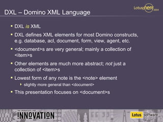 Dxl As A Lotus Domino Integration Tool | PPT