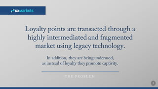 5
$5trillion
Global Transactions
combining VISA and
MasterCard volumes
K E Y M A R K E T N U M B E R S
CHF1billion
Volume of
Loyalty Points
accumulated in
Switzerland alone.
71%
Percentage of people that
would consider to switch
banks for a better loyalty
point program
 
